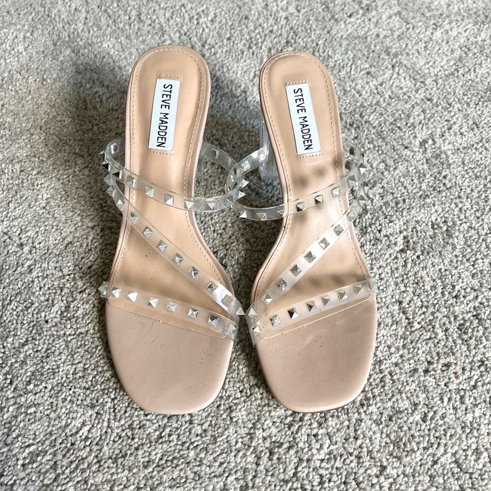 steve madden rhinestone block heels - new!